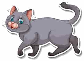 Vetor grátis um modelo de adesivo de um personagem de desenho animado de gato