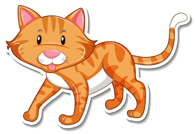 Vetor grátis um modelo de adesivo de um personagem de desenho animado de gato