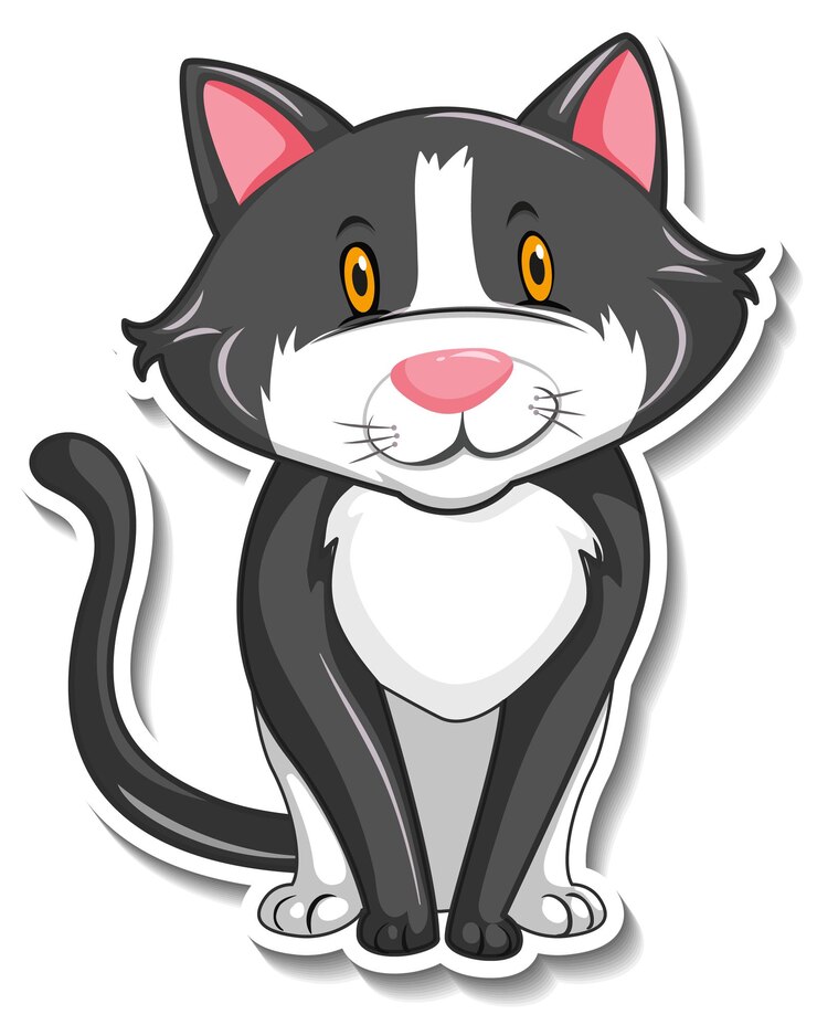Vetor grátis um modelo de adesivo de um personagem de desenho animado de gato