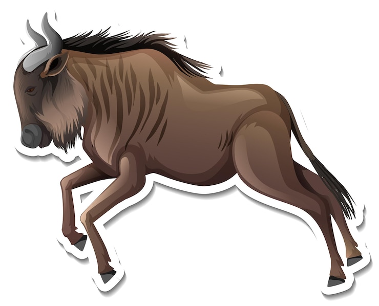 Vetor grátis um modelo de adesivo do personagem de desenho animado de gnus