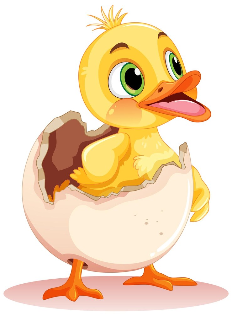 Vetor grátis um pato pequeno a nascer de um ovo