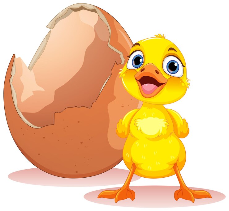 Vetor grátis um pato pequeno a nascer de um ovo