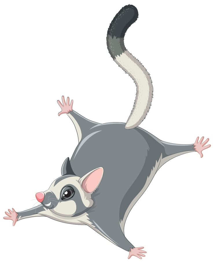 Vetor grátis um personagem de desenho animado bonito e fofo de planador de açúcar