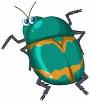 Vetor grátis um personagem de desenho animado de besouro verde isolado