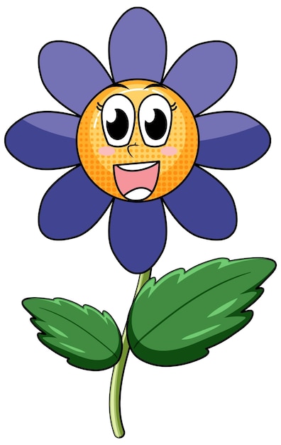 Vetor grátis um personagem de desenho animado de flores no fundo branco