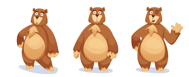 Vetor grátis um personagem de desenho animado de urso castanho.