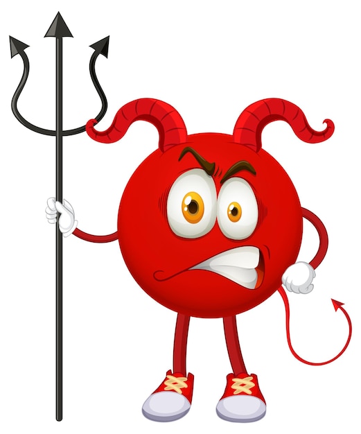 Vetor grátis um personagem de desenho animado do demônio vermelho com expressão facial