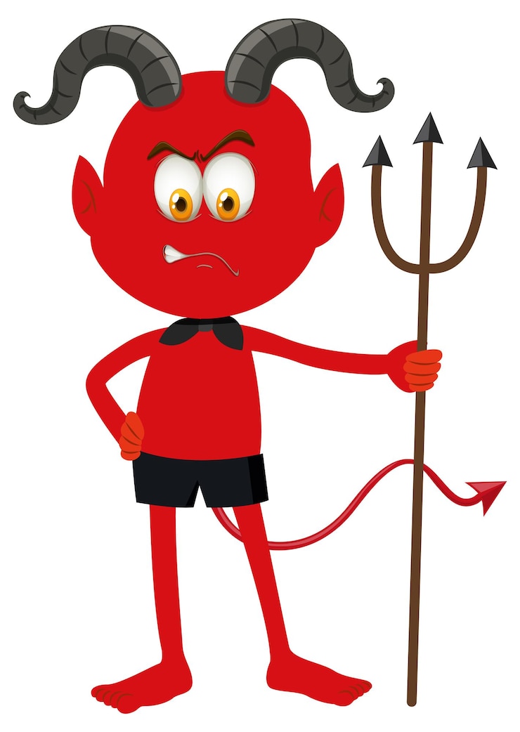Vetor grátis um personagem de desenho animado do demônio vermelho com expressão facial