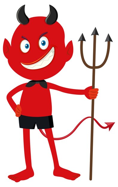 Um personagem de desenho animado do demônio vermelho com expressão facial