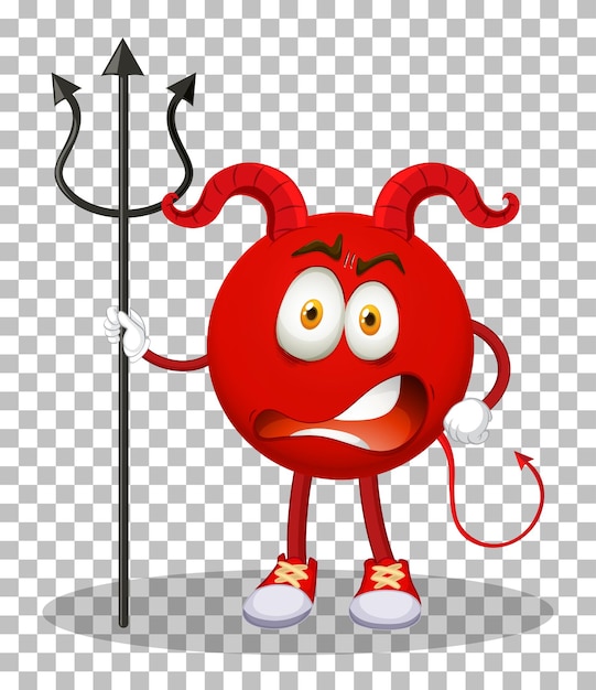 Um personagem de desenho animado red devil com expressão facial no fundo da grade