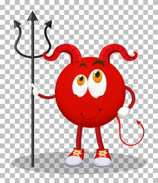 Vetor grátis um personagem de desenho animado red devil com expressão facial no fundo da grade