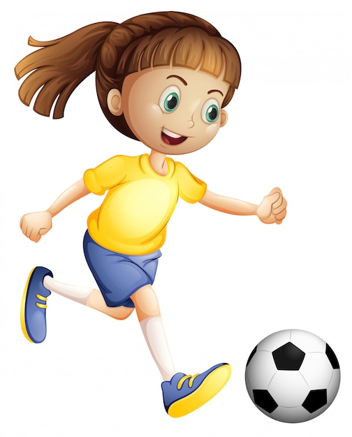 Menina Bonito Jogar Futebol Personagem Desenho Animado Ilustração Isolada  imagem vetorial de blueringmedia© 502508812