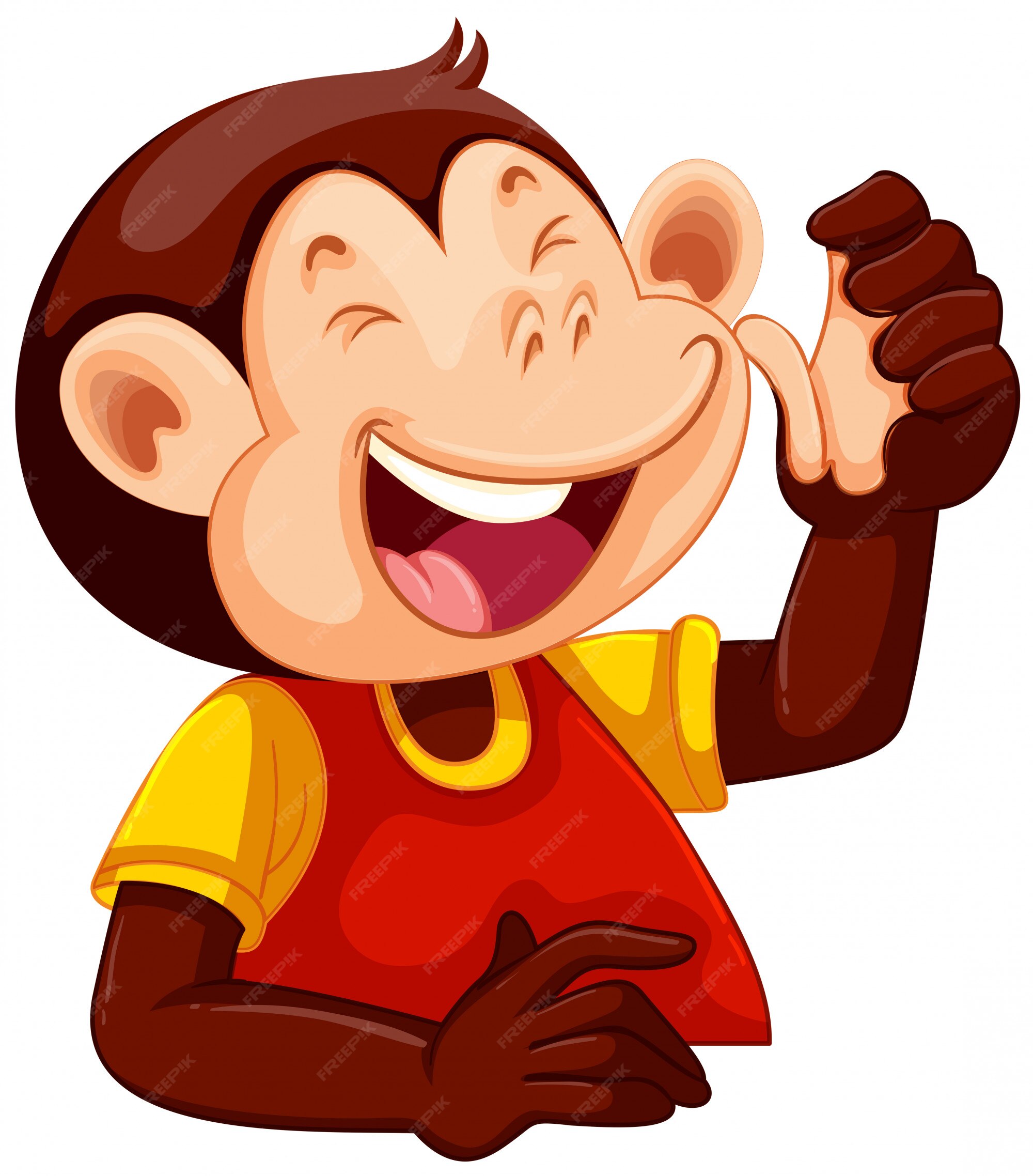 Baixe Macaco de desenho animado feliz com a boca aberta PNG