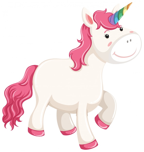 Um personagem de unicórnio no fundo branco