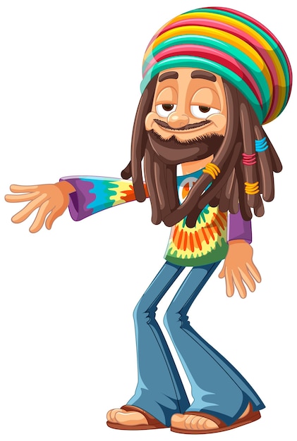 Um personagem rastafari colorido lhe dá as boas-vindas