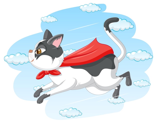 Um super-herói de gato no fundo do céu