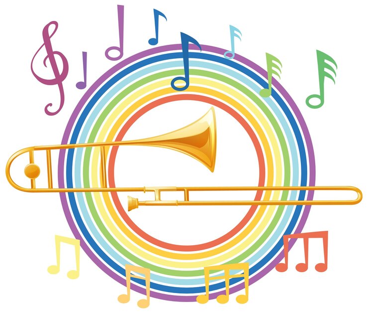 Vetor grátis um tema musical colorido com trombone