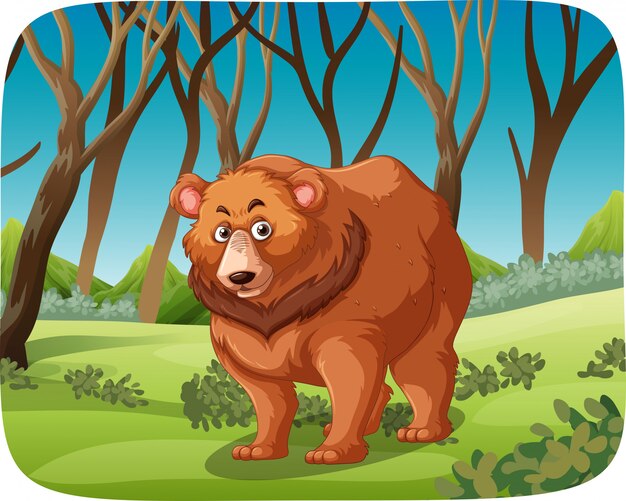 Um urso pardo na floresta