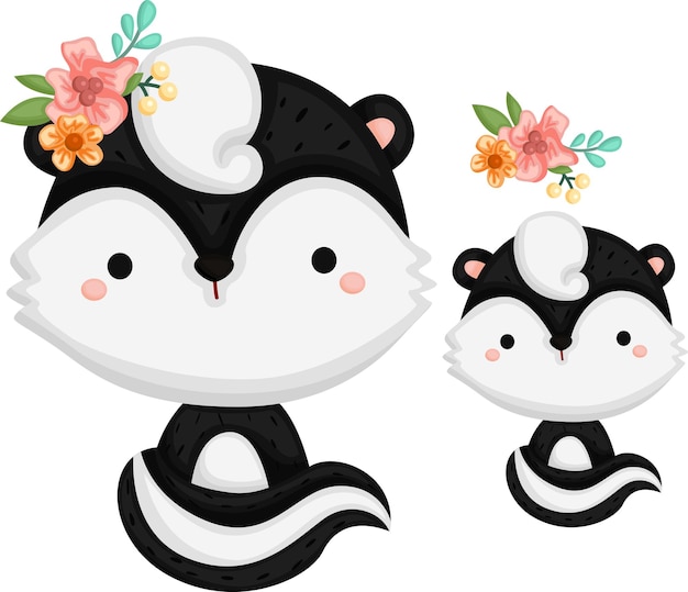 Um vetor de um ____ fofo com uma coroa de flores