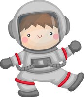 Vetor grátis um vetor de uma criança fofa com um traje de astronauta