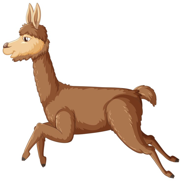 Vetor grátis uma alpaca no fundo branco