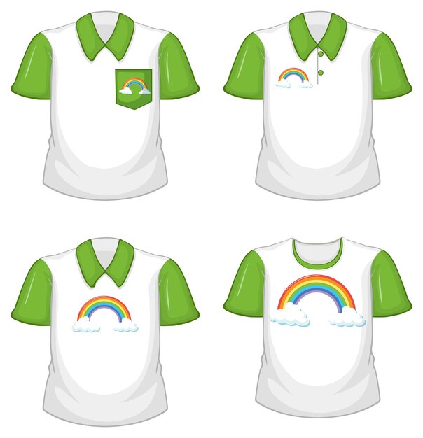 Uma camisa branca com mangas verdes sobre fundo branco