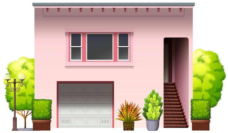 Vetor grátis uma casa rosa moderna