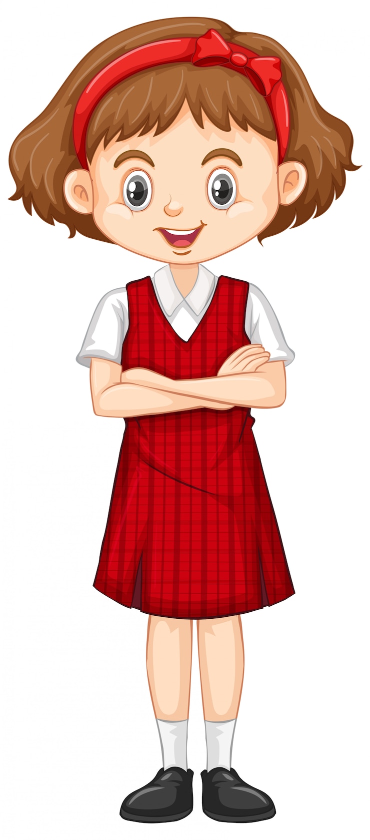 Vetor grátis uma garota feliz em uniforme vermelho