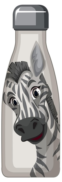 Vetor grátis uma garrafa térmica branca com padrão zebra
