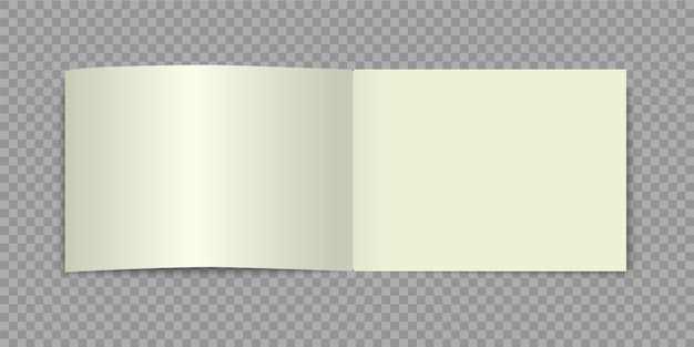 Uma maquete de brochura em branco horizontal aberto livro vetor catálogo realista alboom ou revista com sombra