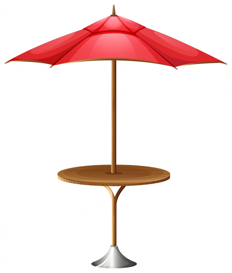 Vetor grátis uma mesa com um guarda-chuva