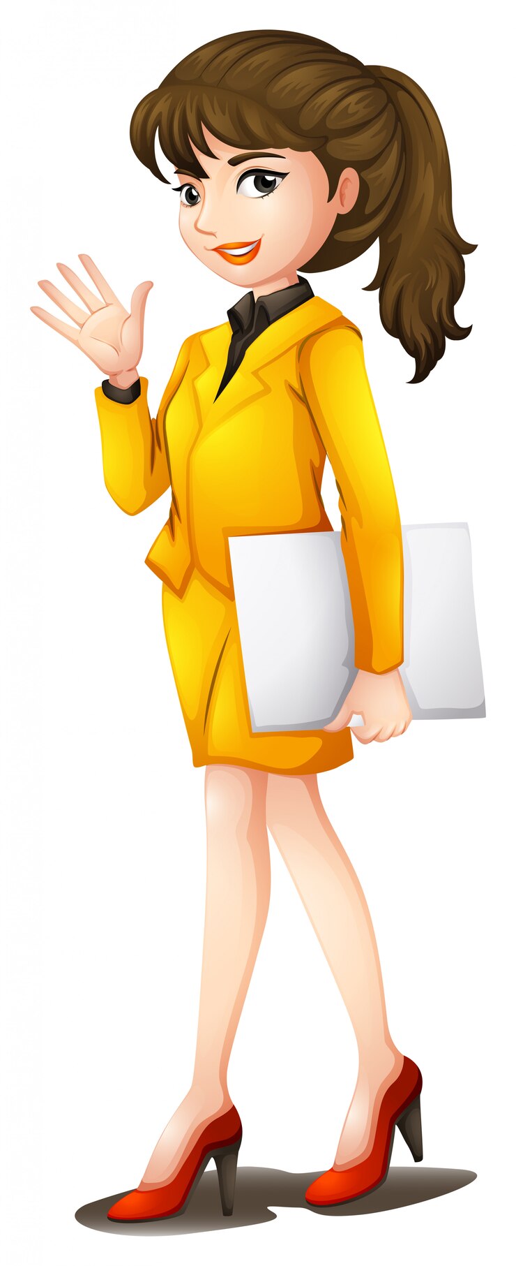 Vetor grátis uma mulher confiante, vestindo um uniforme amarelo