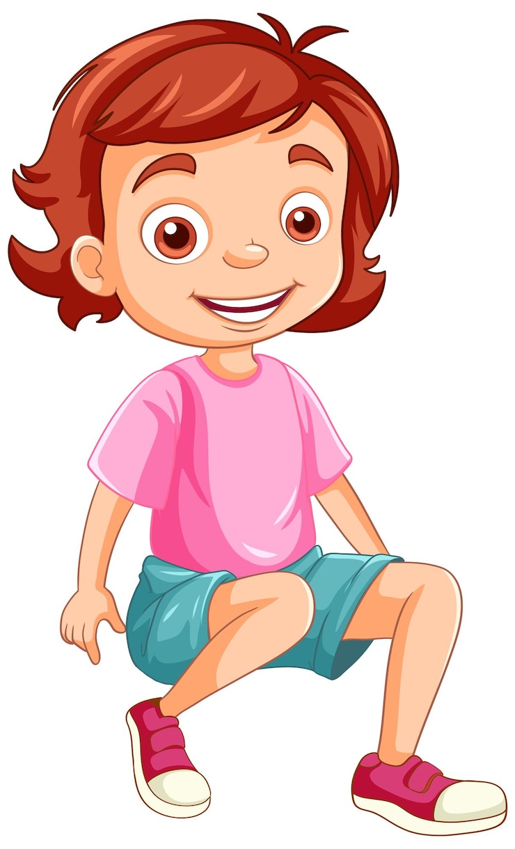 Vetor grátis uma personagem de desenho animado sentada isolada.