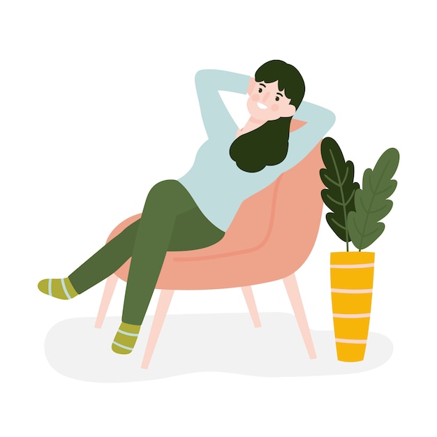 Uma pessoa relaxando em casa ilustração