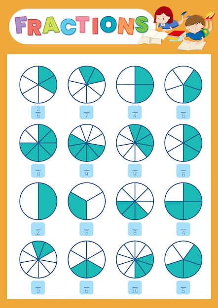 Uma planilha de fração matemática