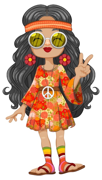 Uma rapariga hippie amante da paz