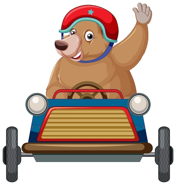 Vetor grátis urso pardo dirigindo carro pequeno