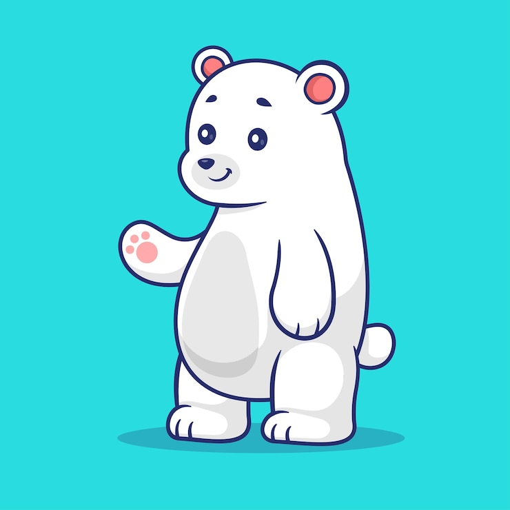 Vetor grátis urso polar bonito em pé vector de desenho animado ilustração de ícone natureza animal vector plano isolado