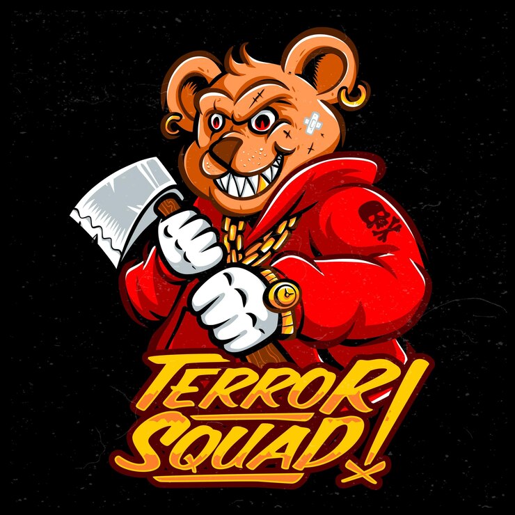 Vetor grátis urso segurando personagem de desenho animado de machado