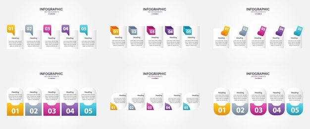 Use este conjunto de infográficos de ilustração vetorial para anunciar em um folheto ou revista