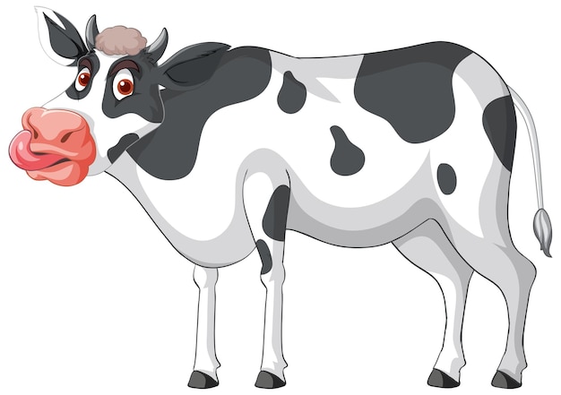 Vetor grátis vaca leiteira enfiando a língua para fora personagem de desenho animado