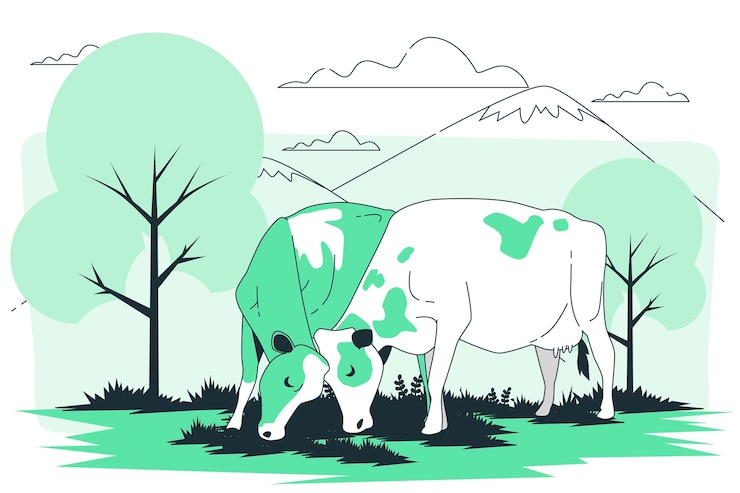 Vetor grátis vacas esfregando umas às outras ilustração do conceito