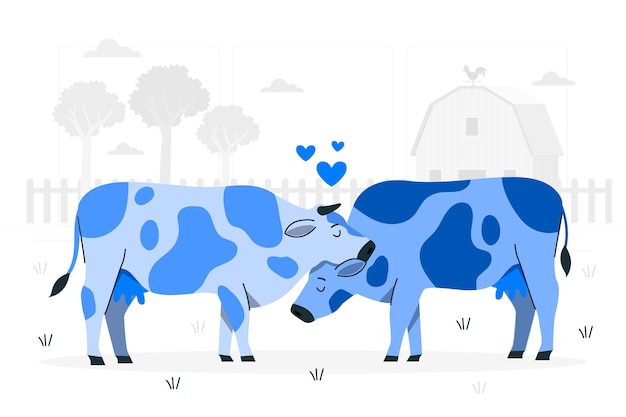 Vacas esfregando umas às outras ilustração do conceito