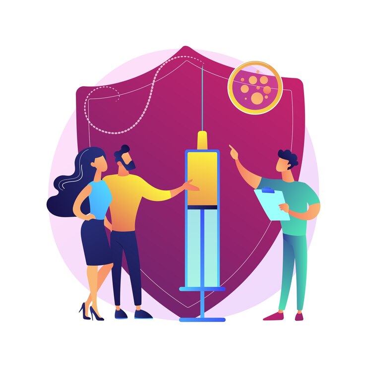 Vetor grátis vacinação de ilustração do conceito abstrato de adultos. vacinação de adultos contra a gripe, calendário de imunização de adultos, lista de doenças evitáveis por vacina, metáfora abstrata de prática médica geral.