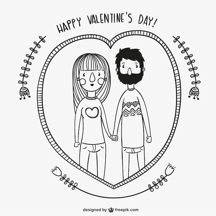 Vetor grátis valentine desenho casal