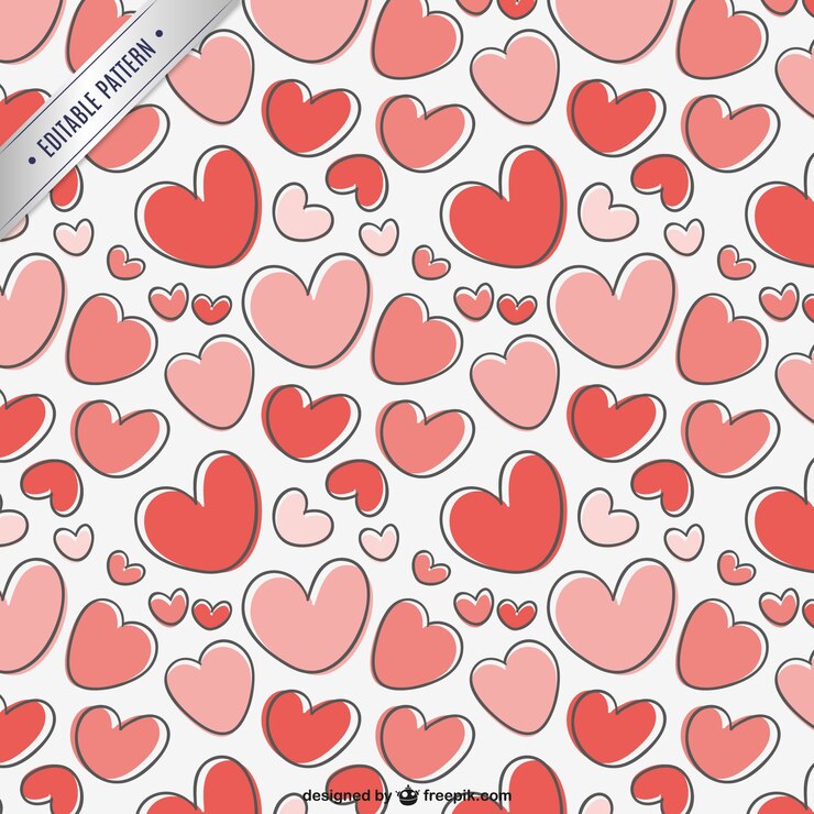 Vetor grátis valentines padrão dia com corações