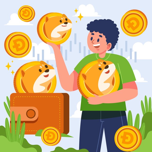 Valiosa ilustração criptomoeda dogecoin