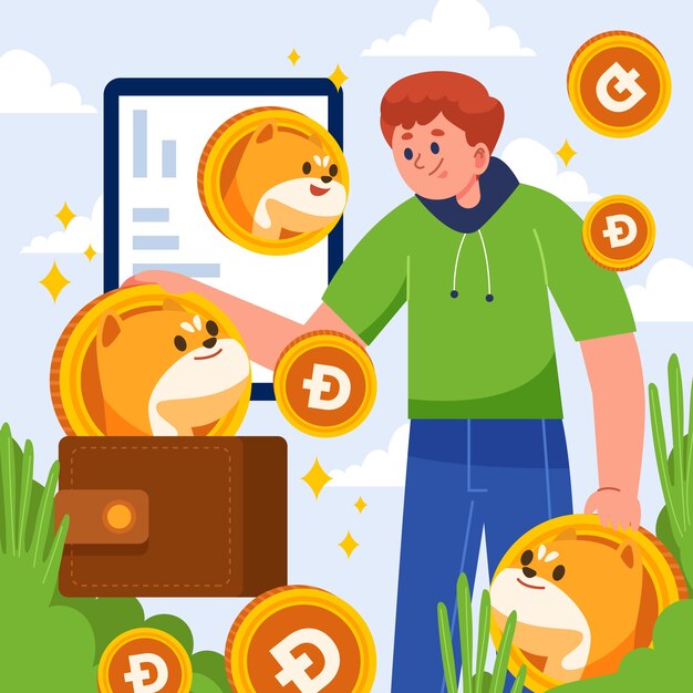 Valiosa ilustração criptomoeda dogecoin