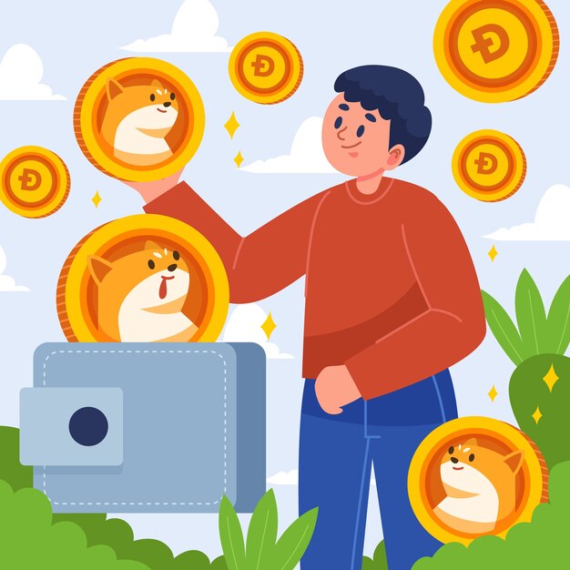 Valiosa ilustração criptomoeda dogecoin