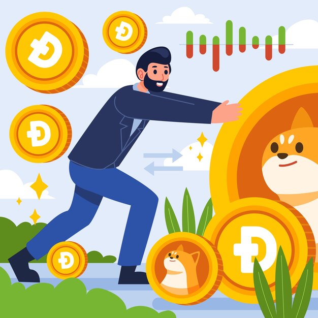 Valiosa ilustração criptomoeda dogecoin
